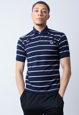 Fred Perry navy blue striped polo shirt