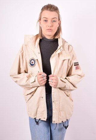 NAPAPIJRI WOMENS VINTAGE JACKET LARGE BEIGE 90S