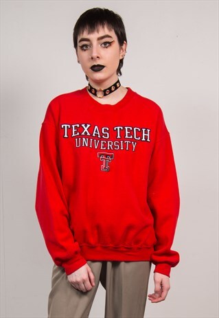 VINTAGE 90'S RED TEXAS TECH UNIVERSITY SWEATSHIRT