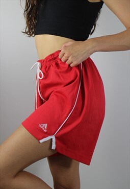 Vintage Adidas Shorts in Red with Logo Front 