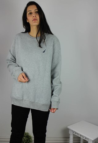 VINTAGE NAUTICA SWEATSHIRT WITH LOGO FRONT & FLEECE INSIDE