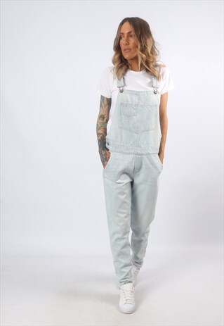DENIM DUNGAREES HOLLISTER TAPERED LEG UK 12 (HF4A)