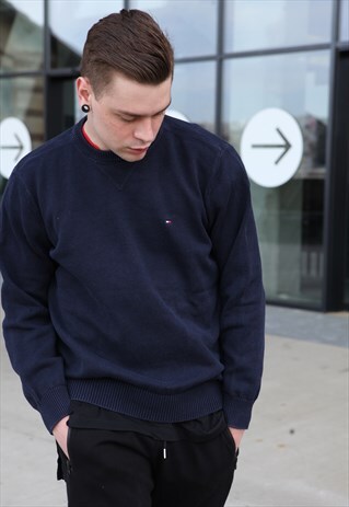 VINTAGE 90'S TOMMY HILFIGER NAVY BLUE SWEAT