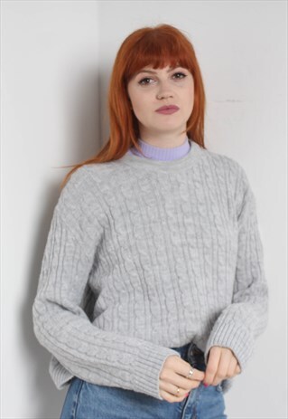 Vintage 80's Cable Knit Jumper Grey