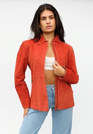 VINTAGE CONBIPEL LEATHER SUEDE JACKET, RED