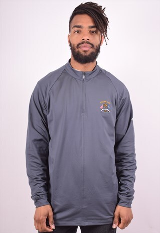 ADIDAS MENS VINTAGE SWEATSHIRT JUMPER LARGE GREY 90S