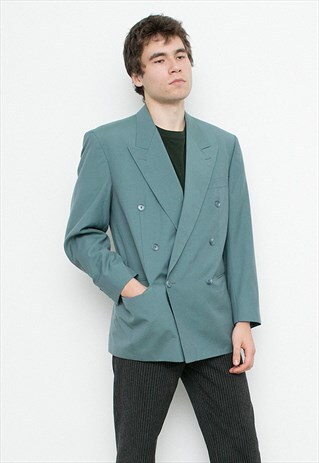TEAL DOUBLE BREASTED JACKET