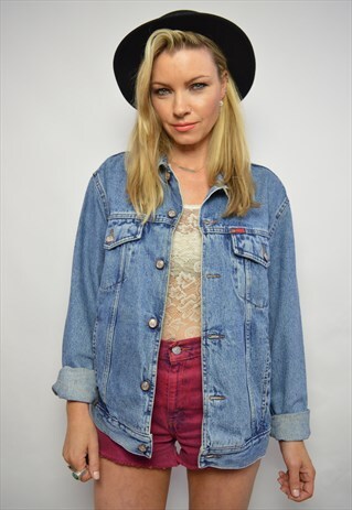 VINTAGE 90S LEE COOPER MEDIUM BLUE WASH DENIM JACKET GRUNGE