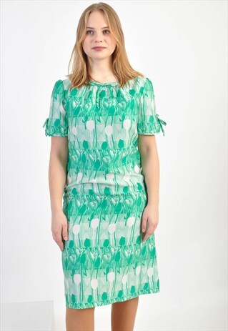 VINTAGE MIDI DRESS IN ABSTRACT PRINT