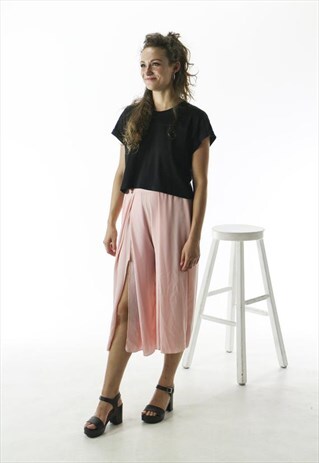 LIGHT PINK PLEATED PANTS / HIGH WAISTED LARGE PANTS