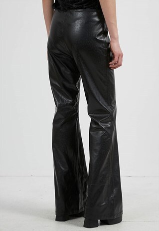 VINTAGE BLACK EXIT FAUX LEATHER TROUSERS BOTTOMS