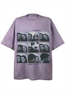 Couple print t-shirt Y2K style top grunge tee in purple 
