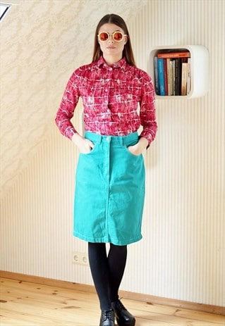 GREEN VINTAGE DENIM SKIRT