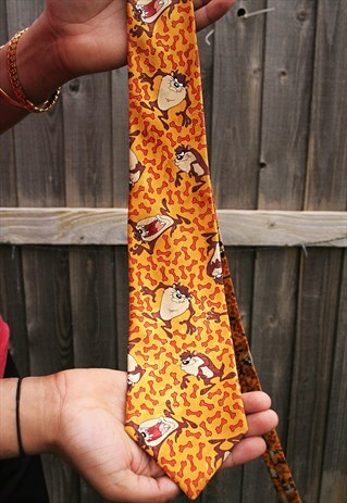 VINTAGE LOONEY TUNES TASMANIAN DEVIL SILK TIE