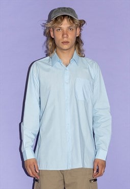 Vintage 90's classic bossman longsleeve dress shirt in blue