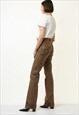 70S VINTAGE WORKWEAR BROWN HIGH WAISTED FLARE TROUSERS 4385