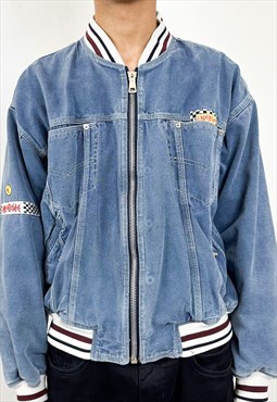 Vintage 90s denim bomber double face jacket 