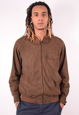 MENS VINTAGE SUEDE JACKET LARGE BROWN 90S