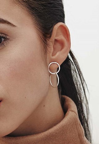 CIRCUMFERENCES CIRCLE STERLING SILVER STUD BOHO EARRINGS