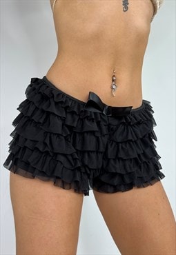 Vintage Y2k Bloomer Shorts Ruffle Festival Mesh Frilly 