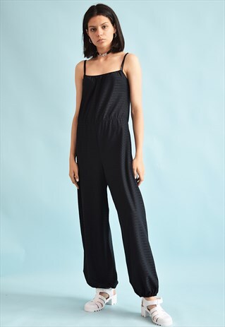 LOVELY 90'S RETRO FESTIVAL STRIPED PRINT OVERALL JUMPSUIT