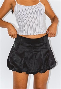 Vintage Satin Black Bubble Skirt Mini