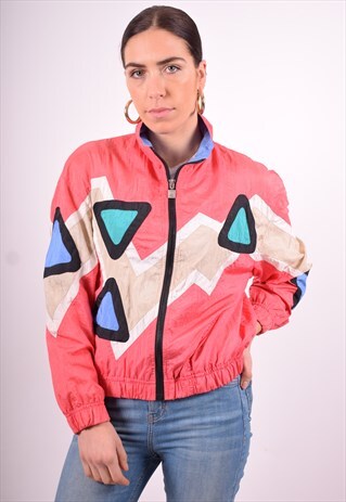 WOMENS VINTAGE TRACKSUIT TOP JACKET LARGE MULTI 90'S