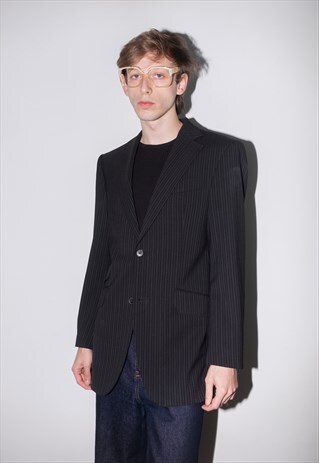 VINTAGE 90S BLACK STRIPED BLAZER