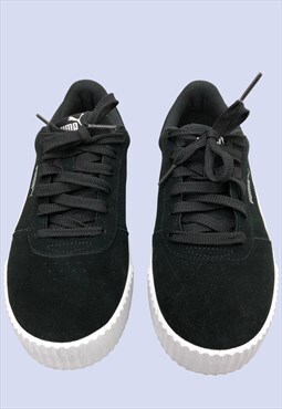 Black Trainers Womens UK6 Genuine Suede Lace Up