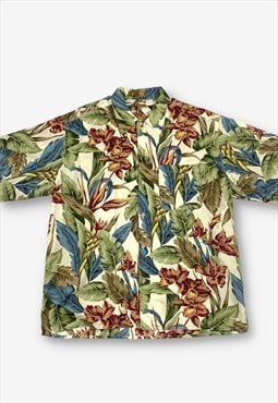 Vintage Floral Hawaiian Shirt Green Large BV19322