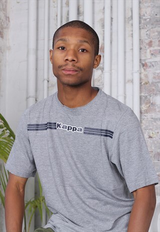 VINTAGE KAPPA CENTRAL LOGO T-SHIRT GREY