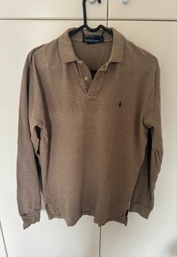 Vintage POLO RALPH LAUREN Light Brown Polo Shirt. Size S