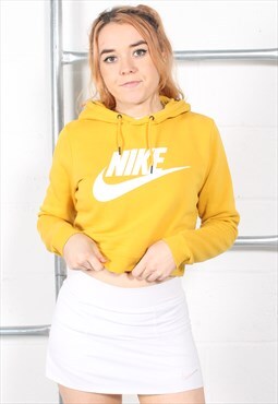 Vintage Nike Hoodie in Yellow Pullover Sports Jumper Small