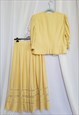 90S VINTAGE PASTEL YELLOW COUNTRY MILKMAID SKIRT BLOUSE SET
