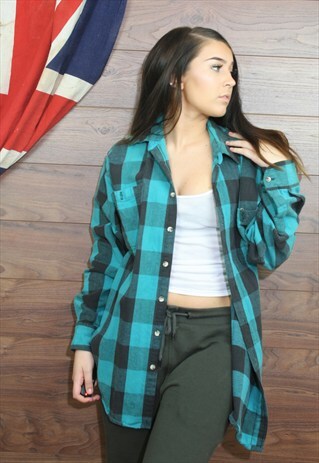 VINTAGE OVERSIZED FESTIVAL FLANNEL CHECK SHIRT LARGE(106)