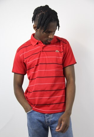 VINTAGE LACOSTE RED STRIPED POLO SHIRT