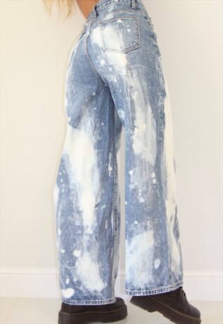 Reworked ACID WASH y2k Bleached High Waist Wide Leg Jeans | Made By