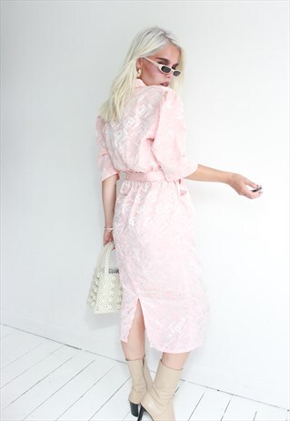 VINTAGE 80S PEACH MIDI DRESS
