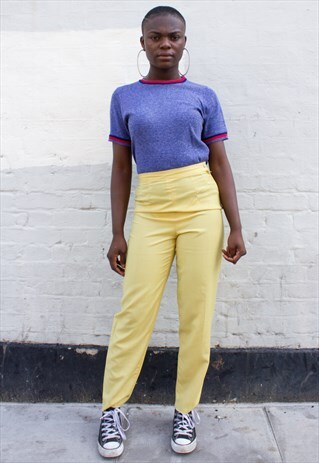 VINTAGE MOM TROUSERS / HIGH WAISTED / TAPERED LEG / YELLOW