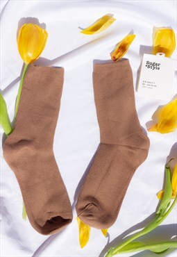Brown Colour Block Socks