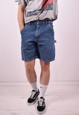 CARHARTT MENS VINTAGE DENIM SHORTS W32 BLUE 90S