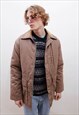 Vintage 90s Brown Utility Waisted Puffer Zip Up Jacket Men M