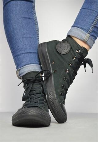 VINTAGE 90S CONVERSE BLACK HI-TOPS GRUNGE RETRO FESTIVAL
