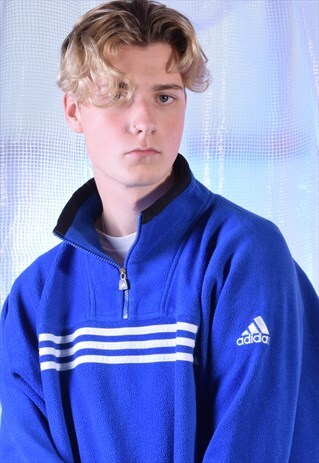 VINTAGE ADIDAS BLUE FLEECE JUMPER