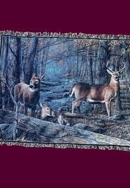 vintage deer wildlife rug decor 