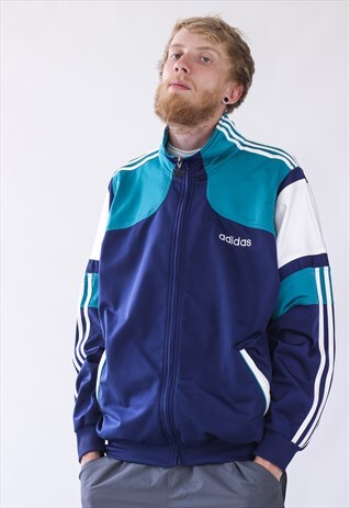 90S VINTAGE MENS ADIDAS TEAM TRACK TOP BIG LOGO JACKET