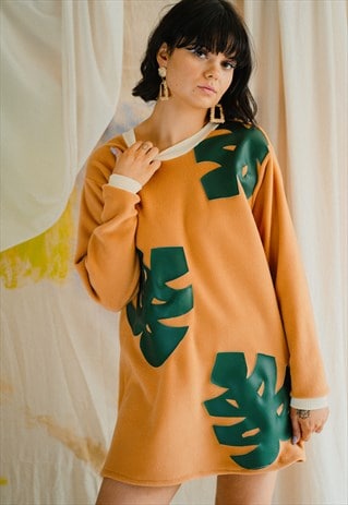 FLEECE GIANT MONSTERA LEAF DRESS