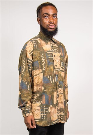 VINTAGE 90'S ABSTRACT PATTERN LONG SLEEVE SHIRT