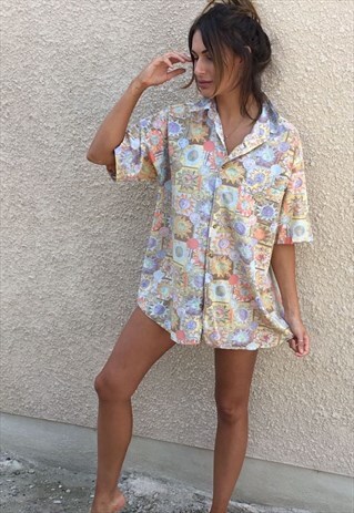 ATTERNED OVERSIZED RETRO VINTAGE UNISEX FESTIVAL SHIRT