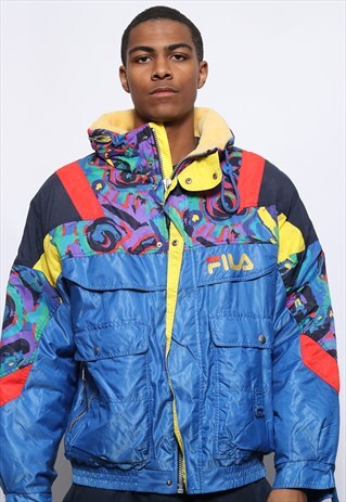 VINTAGE FILA PATTERN JACKET BLUE